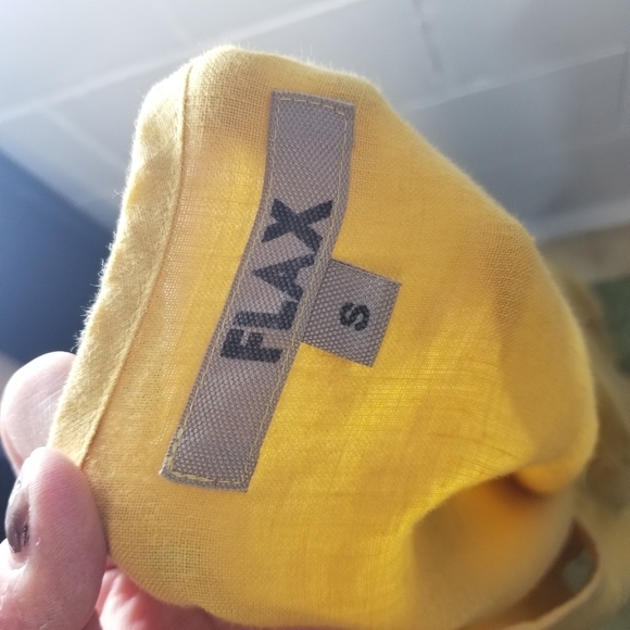 FLAX yellow linen long sleeve oversized lagenlook tunic - Picture 4 of 9